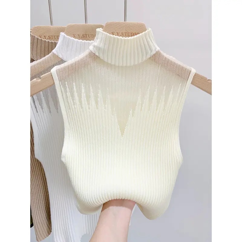 Custom Design High Neck Sleeveless Ribbed Knit Top – Chic, Minimalist, and Versatile
