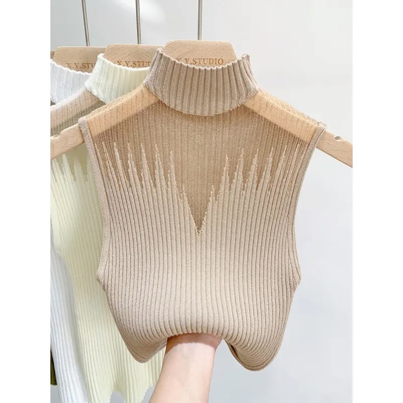Custom Design High Neck Sleeveless Ribbed Knit Top – Chic, Minimalist, and Versatile