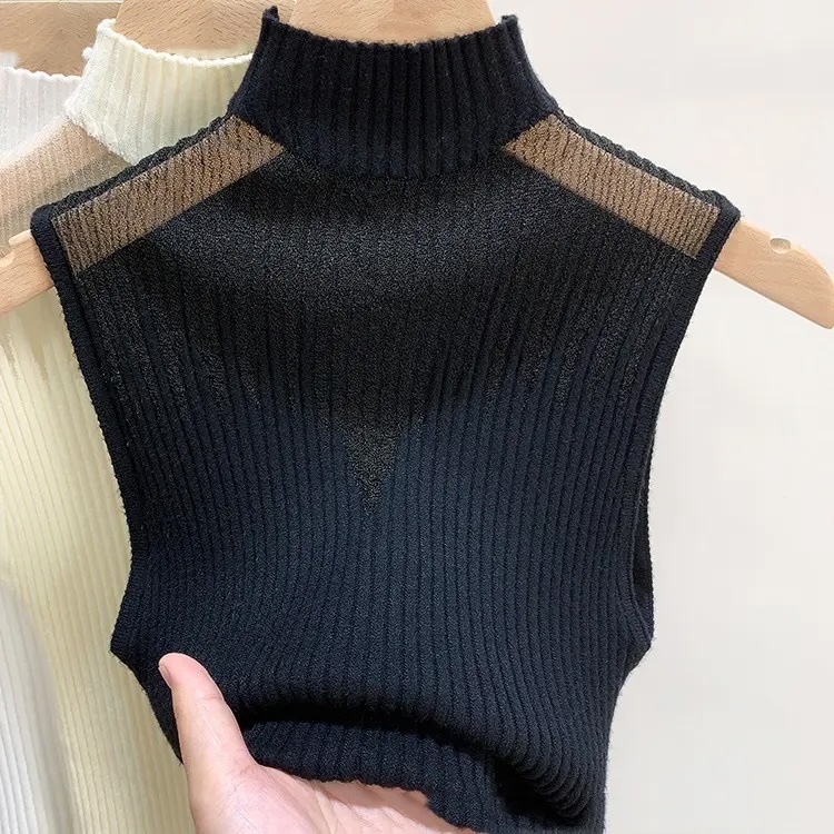 Custom Design High Neck Sleeveless Ribbed Knit Top – Chic, Minimalist, and Versatile