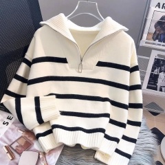 OEM Available Striped Half-Zip Sweater – Casual, Cozy, and Timeless