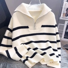 OEM Available Striped Half-Zip Sweater – Casual, Cozy, and Timeless