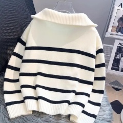 OEM Available Striped Half-Zip Sweater – Casual, Cozy, and Timeless