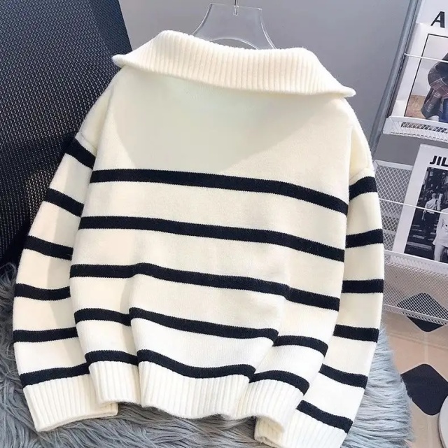 OEM Available Striped Half-Zip Sweater – Casual, Cozy, and Timeless