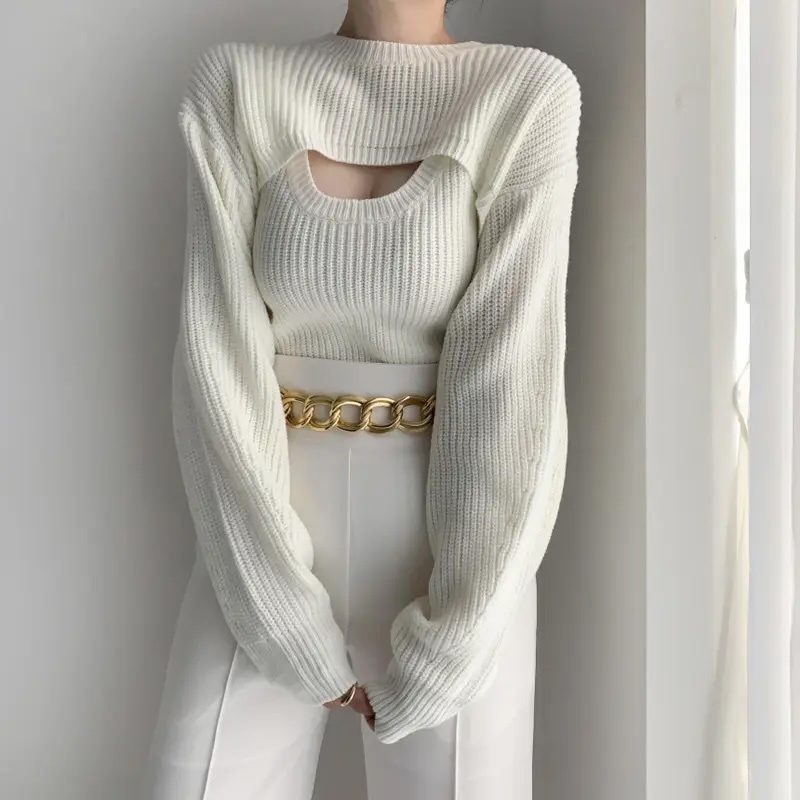 Customizable Chic Cutout Knit Sweater – Bold, Feminine, and Modern