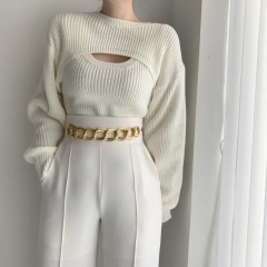 Customizable Chic Cutout Knit Sweater – Bold, Feminine, and Modern