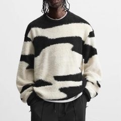 Factory Direct Monochrome Abstract Pattern Sweater – Bold, Cozy, Contemporary Knitwear for Wholesale and Custom Orders