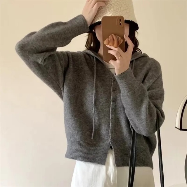 Customizable Cozy Pink Knitted Hoodie Cardigan for Women | Wholesale & Bulk Orders | Premium Knitwear