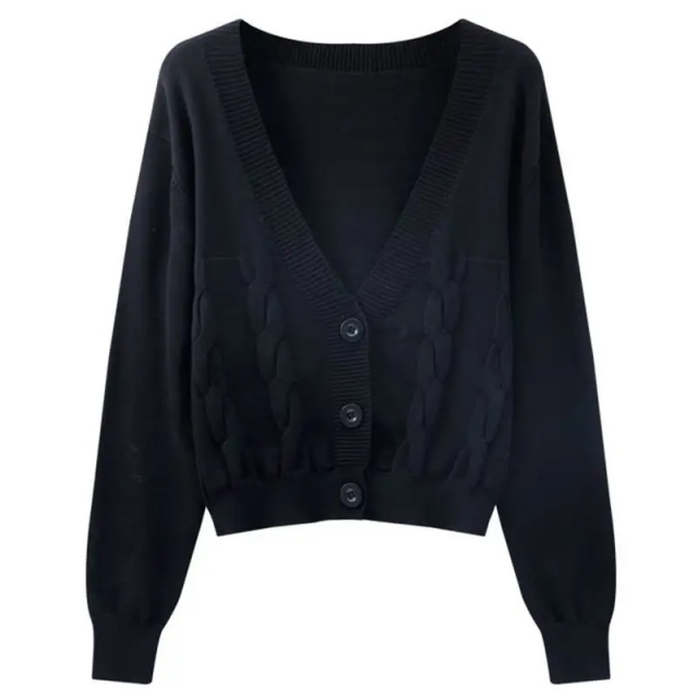 Customizable Women's V-Neck Cable-Knit Cardigan | Available in Beige, Purple, and Red | Wholesale & Bulk Orders