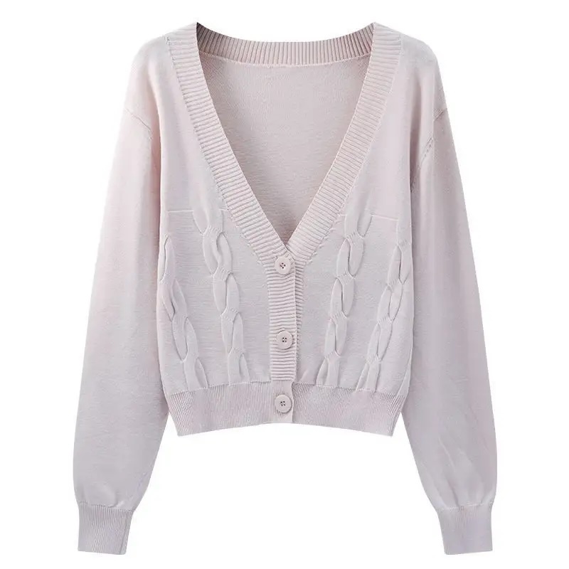Customizable Women's V-Neck Cable-Knit Cardigan | Available in Beige, Purple, and Red | Wholesale & Bulk Orders