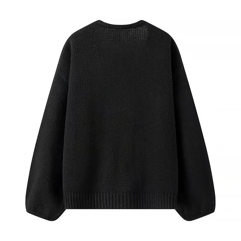 Customizable Bow-Tie Open-Front Cardigan for Women | Personalized Gray and Black Knitwear | Wholesale & Bulk Orders