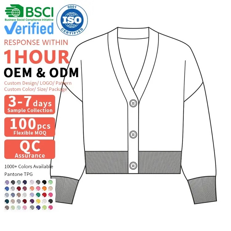 Custom knit designer sweaters women cardigans OEM ODM knitwear manufacturers winter woman embroidery knitted cardigan for women