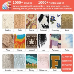 Custom knit designer sweaters women cardigans OEM ODM knitwear manufacturers winter woman embroidery knitted cardigan for women