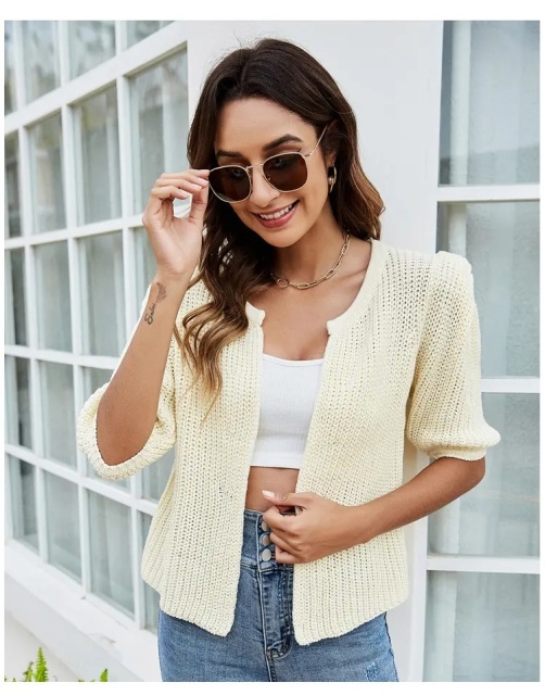 OEM ODM Women’s Lightweight Knit Cardigan – Short Sleeve Open-Front Design | Customizable Wholesale Knitwear for B2B Manufacturers