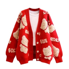 Personalized Women’s Oversized Teddy Bear Knit Cardigan - Custom Wholesale Knitwear for B2B Manufacturers