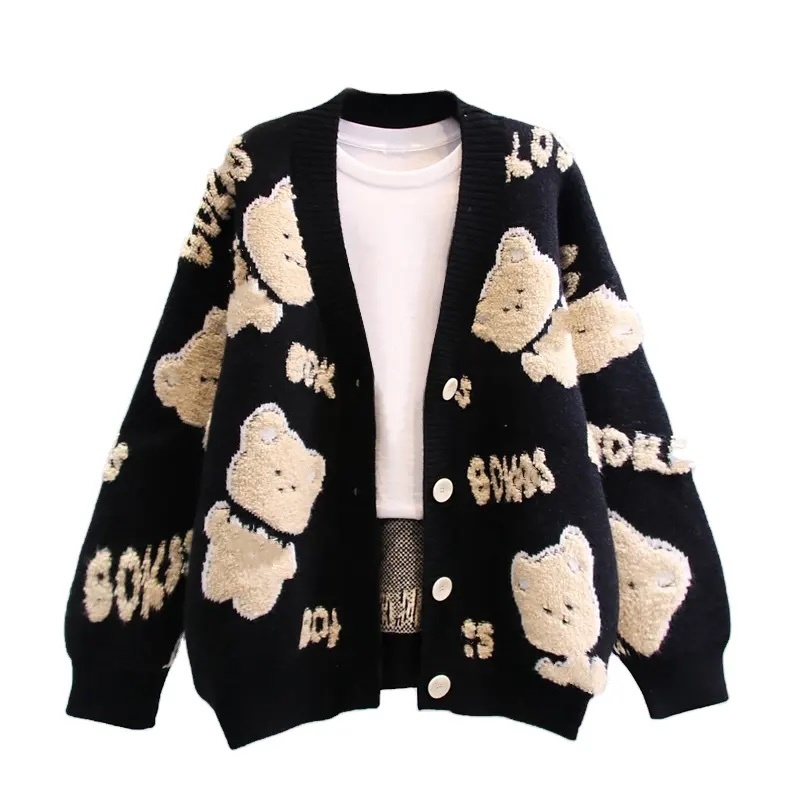 Personalized Women’s Oversized Teddy Bear Knit Cardigan - Custom Wholesale Knitwear for B2B Manufacturers