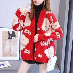 Personalized Women’s Oversized Teddy Bear Knit Cardigan - Custom Wholesale Knitwear for B2B Manufacturers
