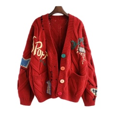 Customizable Women’s Oversized Embroidered Patchwork Knit Cardigan | OEM & ODM Knitwear | Wholesale for Retailers