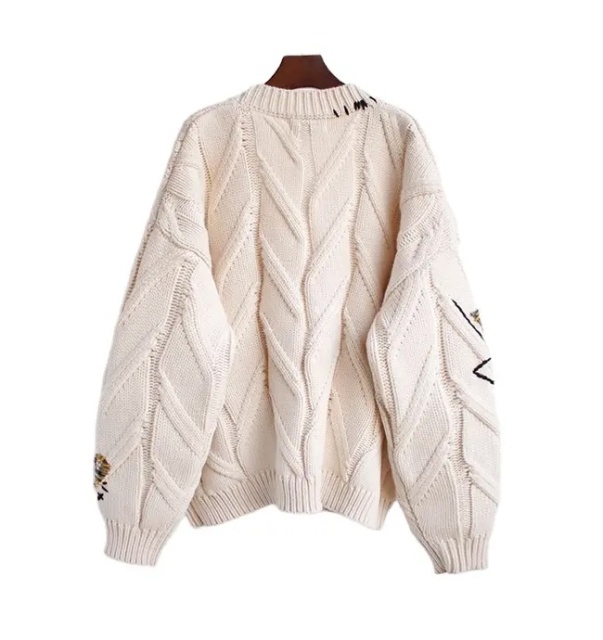 Customizable Women’s Oversized Embroidered Patchwork Knit Cardigan | OEM & ODM Knitwear | Wholesale for Retailers
