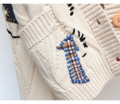 Customizable Women’s Oversized Embroidered Patchwork Knit Cardigan | OEM & ODM Knitwear | Wholesale for Retailers