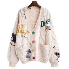 Customizable Women’s Oversized Embroidered Patchwork Knit Cardigan | OEM & ODM Knitwear | Wholesale for Retailers