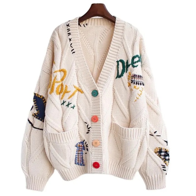 Customizable Women’s Oversized Embroidered Patchwork Knit Cardigan | OEM & ODM Knitwear | Wholesale for Retailers