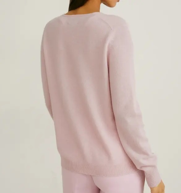 Custom Women’s Soft Pink V-Neck Button-Up Cardigan | Made-to-Order Knitwear | Bulk Wholesale for Retailers