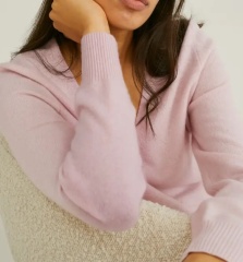Custom Women’s Soft Pink V-Neck Button-Up Cardigan | Made-to-Order Knitwear | Bulk Wholesale for Retailers