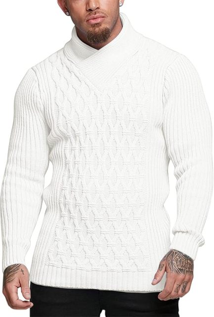 OEM Customizable Stylish White Cable-Knit Turtleneck Sweater - Modern Comfort for Retailers and Manufacturers