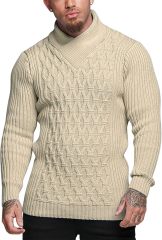 OEM Customizable Stylish White Cable-Knit Turtleneck Sweater - Modern Comfort for Retailers and Manufacturers