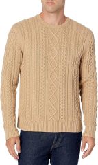 OEM Customizable Classic Beige Cable-Knit Crewneck Sweater - Timeless Comfort for Retailers and Manufacturers