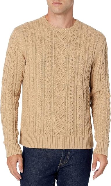 OEM Customizable Classic Beige Cable-Knit Crewneck Sweater - Timeless Comfort for Retailers and Manufacturers