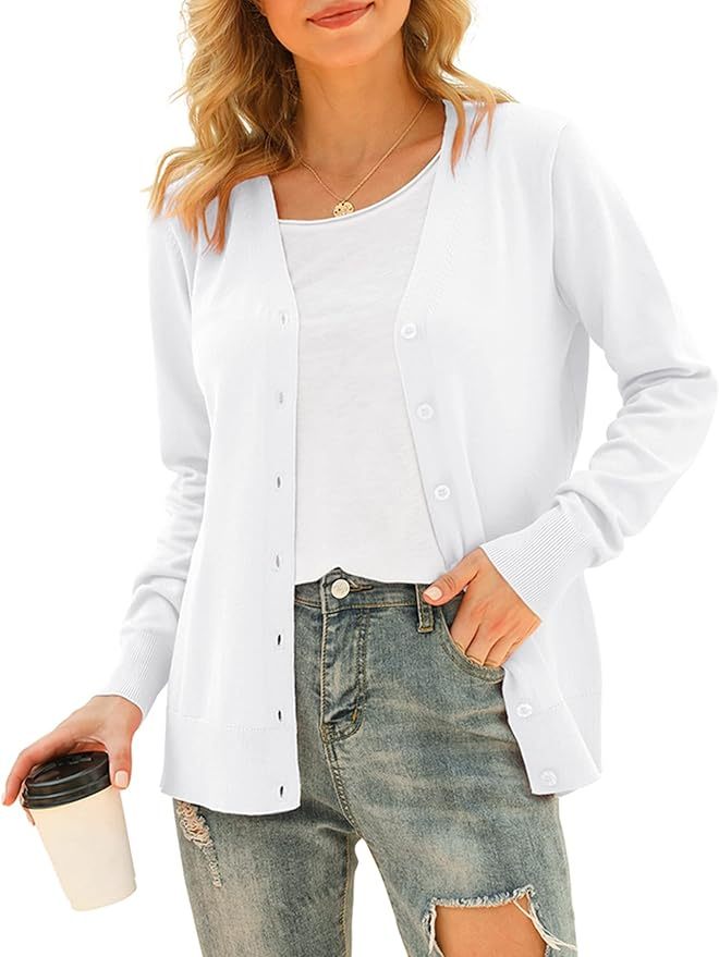 Chic and Cozy White Button-Up Cardigan – Customizable for Wholesale
