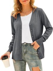 Chic and Cozy White Button-Up Cardigan – Customizable for Wholesale