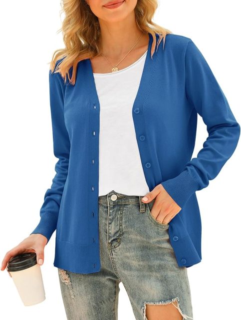 Chic and Cozy White Button-Up Cardigan – Customizable for Wholesale