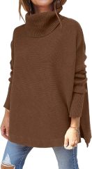 OEM Customizable Chic Beige Oversized Turtleneck Sweater - Cozy Comfort for Retailers and Manufacturers