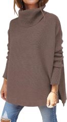 OEM Customizable Chic Beige Oversized Turtleneck Sweater - Cozy Comfort for Retailers and Manufacturers