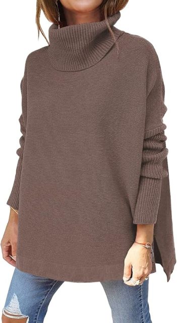 OEM Customizable Chic Beige Oversized Turtleneck Sweater - Cozy Comfort for Retailers and Manufacturers