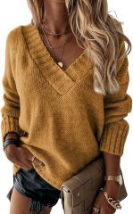 OEM Customizable Cozy Cream V-Neck Sweater - Effortless Chic for Retailers and Manufacturers