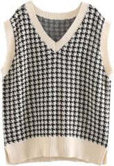 OEM Customizable Trendy Houndstooth Pattern Sweater Vest - Modern Layering Style for Retailers and Manufacturers