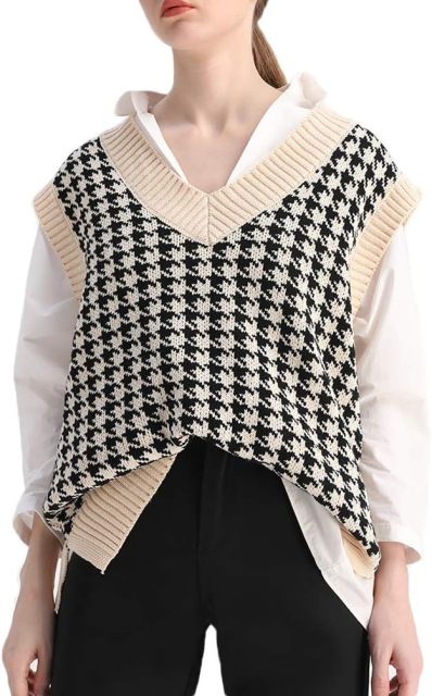 OEM Customizable Trendy Houndstooth Pattern Sweater Vest - Modern Layering Style for Retailers and Manufacturers