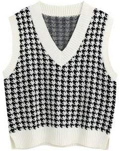 OEM Customizable Trendy Houndstooth Pattern Sweater Vest - Modern Layering Style for Retailers and Manufacturers