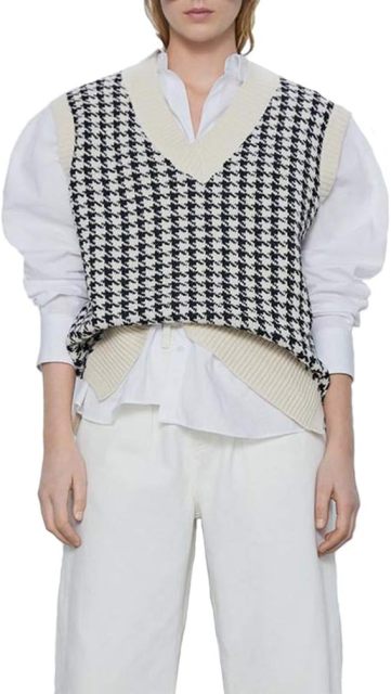OEM Customizable Trendy Houndstooth Pattern Sweater Vest - Modern Layering Style for Retailers and Manufacturers