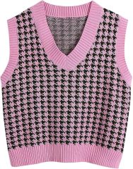 OEM Customizable Trendy Houndstooth Pattern Sweater Vest - Modern Layering Style for Retailers and Manufacturers