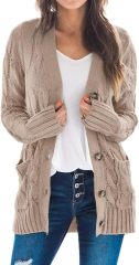 OEM Customizable Cozy Beige Cable-Knit Cardigan - Effortless Warmth and Style for Retailers and Manufacturers