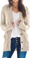 OEM Customizable Cozy Beige Cable-Knit Cardigan - Effortless Warmth and Style for Retailers and Manufacturers