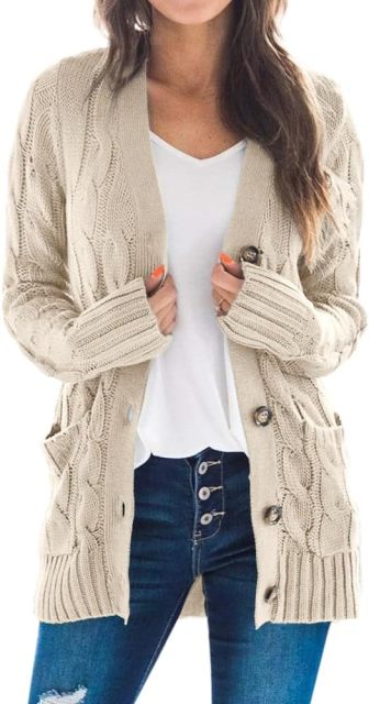 OEM Customizable Cozy Beige Cable-Knit Cardigan - Effortless Warmth and Style for Retailers and Manufacturers