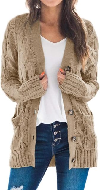 OEM Customizable Cozy Beige Cable-Knit Cardigan - Effortless Warmth and Style for Retailers and Manufacturers