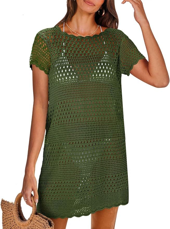 Wholesale Customizable Made-to-Order Green Crochet Dress - Perfect for Beach Days and Summer Outings for Retailers and Manufacturers