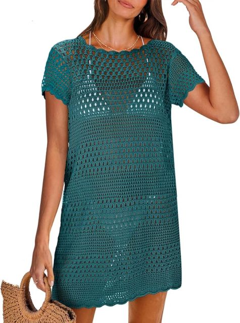 Wholesale Customizable Made-to-Order Green Crochet Dress - Perfect for Beach Days and Summer Outings for Retailers and Manufacturers