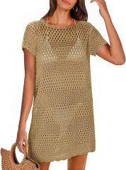 Wholesale Customizable Made-to-Order Green Crochet Dress - Perfect for Beach Days and Summer Outings for Retailers and Manufacturers